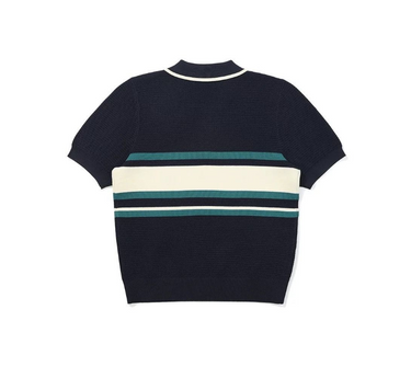 MALBON STRIPE KNIT POLO