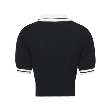 WOMEN KNIT POLO CROP