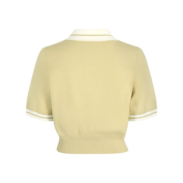 WOMEN KNIT POLO CROP
